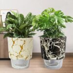 4.8 Inch Self Watering Pots for Indoor Plants 2 Pack, Plastic Modern Decorative ... - Image 9