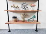 5 Tier Industrial Ladder Shelf Bookcase, Wall Mounted Wood Metal Pipe Rustic Boo... - Image 7