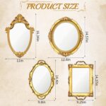 4 PCS Vintage Gold Mirror Set Vintage Mirrors for Wall Antique Shield Shape Squa... - Image 3
