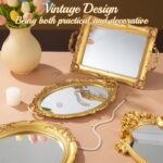 4 PCS Vintage Gold Mirror Set Vintage Mirrors for Wall Antique Shield Shape Squa... - Image 6