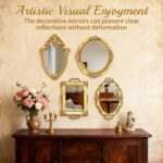 4 PCS Vintage Gold Mirror Set Vintage Mirrors for Wall Antique Shield Shape Squa... - Image 7