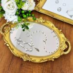 4 PCS Vintage Gold Mirror Set Vintage Mirrors for Wall Antique Shield Shape Squa... - Image 8