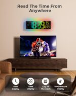 EASYERA 16.5" Large Digital Wall Clock with BT Sync, RGB Lights with 11 Scenes M... - Image 3