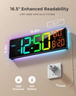 EASYERA 16.5" Large Digital Wall Clock with BT Sync, RGB Lights with 11 Scenes M... - Image 7