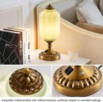 Milk Glass Touch Table Lamp, Green Jadeite Glass Mid Century Modern Vintage Beds... - Image 4