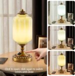 Milk Glass Touch Table Lamp, Green Jadeite Glass Mid Century Modern Vintage Beds... - Image 5