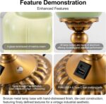 Milk Glass Touch Table Lamp, Green Jadeite Glass Mid Century Modern Vintage Beds... - Image 6