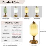 Milk Glass Touch Table Lamp, Green Jadeite Glass Mid Century Modern Vintage Beds... - Image 7