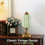 Milk Glass Touch Table Lamp, Green Jadeite Glass Mid Century Modern Vintage Beds... - Image 10