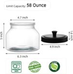 AVLA 3 Pack Glass Jars with Metal Lid, 58 OZ Clear Round Cookie Candy Jar, Food ... - Image 3