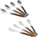 French Home 8-Piece Laguiole Dessert or Cocktail Spoon and Fork Set - Tortoise S... - Image 3