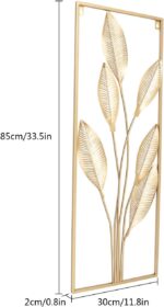 SODONAD Set of 2 Gold Metal Wall Art, Metal Leaf Wall Decor with Frame, Modern W... - Image 10