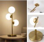 Modern Gold Globe Table Lamp Mid Century 3-Light Desk Lamp with Milk White Glass... - Image 5