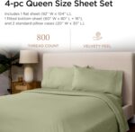 Threadmill Luxury 800 Thread Count Queen 100% Cotton Sheets - Sage Green Sateen ... - Image 3