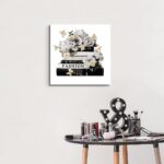 Dream Land Fashion Books Canvas Wall Art: 20"x20" Romantic flower Prints Black &... - Image 5