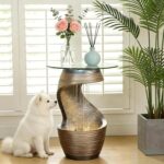 Modern Indoor Water Fountain with Glass Table, 25.5" H Outdoor Water Fountain LE... - Image 4
