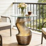 Modern Indoor Water Fountain with Glass Table, 25.5" H Outdoor Water Fountain LE... - Image 7