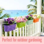 LaLaGreen Rail Planter (17 Inch, 4 Pack) Colorful Large Metal Hanging Flower Pot... - Image 4