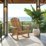SAFAVIEH Outdoor - Stowe Adirondack Rocking Chair - Teak-Brown Solid Wood - Weat... - Image 3
