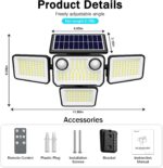 4500LM Solar Lights Outdoor Waterproof, 254 LED Solar Flood Lights Outdoor with ... - Image 3