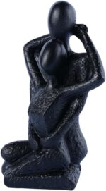 Sculptures Figurines Abstract Seated Couple Figurine Set Modern Decor Black Resi... - Image 3