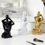 Sculptures Figurines Abstract Seated Couple Figurine Set Modern Decor Black Resi... - Image 6