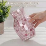 Pink Mosaic Glass Vase, 8 Inch Handmade Flower Vase for Home Decor, Modern Decor... - Image 5
