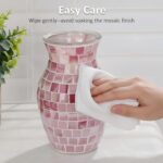 Pink Mosaic Glass Vase, 8 Inch Handmade Flower Vase for Home Decor, Modern Decor... - Image 7
