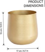 Gold Planter, Metal Plant Pot with Elegant Brushed Finish for Indoor Plants, Dec... - Image 4
