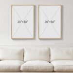 Large Framed Neutral Abstract Wall Art, 2 Piece Beige and Navy Blue Modern Minim... - Image 4