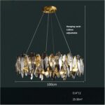Art Deco Round LED Postmodern Crystal Leaves Chaner Hanging Lamp Lighting Lustre... - Image 3
