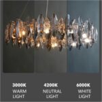 Art Deco Round LED Postmodern Crystal Leaves Chaner Hanging Lamp Lighting Lustre... - Image 5