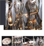 Art Deco Round LED Postmodern Crystal Leaves Chaner Hanging Lamp Lighting Lustre... - Image 6