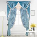 Gxi Light Blue Velvet Curtains with Luxury Pom Poms Solid Thermal Insulated Curt... - Image 3