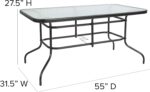Flash Furniture Tory 31.5" x 55" Rectangular Tempered Glass Metal Patio Table wi... - Image 4