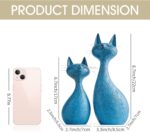 FJS Modern Cat Statues Decor, 8.7" H Navy Blue Cat Sculptures Shelf Table Home D... - Image 3