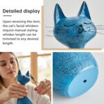 FJS Modern Cat Statues Decor, 8.7" H Navy Blue Cat Sculptures Shelf Table Home D... - Image 5