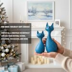 FJS Modern Cat Statues Decor, 8.7" H Navy Blue Cat Sculptures Shelf Table Home D... - Image 6