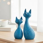 FJS Modern Cat Statues Decor, 8.7" H Navy Blue Cat Sculptures Shelf Table Home D... - Image 8