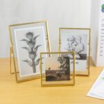 Set of 3 Glass Pressed Flowers Frame Collection, 4"x4", 4"x6", 5"x7" Gold Metal ... - Image 3