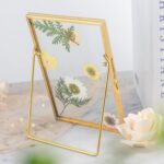 Set of 3 Glass Pressed Flowers Frame Collection, 4"x4", 4"x6", 5"x7" Gold Metal ... - Image 5
