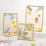 Set of 3 Glass Pressed Flowers Frame Collection, 4"x4", 4"x6", 5"x7" Gold Metal ... - Image 6