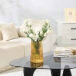 Amber Glass Vase for Flower, Flower Vase for Bouquet, Modern Glass Vases, Ribbed... - Image 3