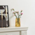 Amber Glass Vase for Flower, Flower Vase for Bouquet, Modern Glass Vases, Ribbed... - Image 4