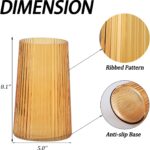 Amber Glass Vase for Flower, Flower Vase for Bouquet, Modern Glass Vases, Ribbed... - Image 6