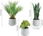 MyGift Modern Assorted Artificial Plants Potted in White Textured Planter Pots, ... - Image 6