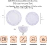 222 Fifth 12-Piece Porcelain Dinnerware Set for 4, Glossy White Plates and Bowls... - Image 3