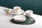 222 Fifth 12-Piece Porcelain Dinnerware Set for 4, Glossy White Plates and Bowls... - Image 4