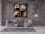 Wieco Art Red Wine Cups Large Modern 4 Panels Gallery Wrapped Abstract Giclee Ca... - Image 3