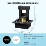 Indoor Tabletop Water Fountain with LED Light – Modern Black Desk Waterfall Feat... - Image 3
